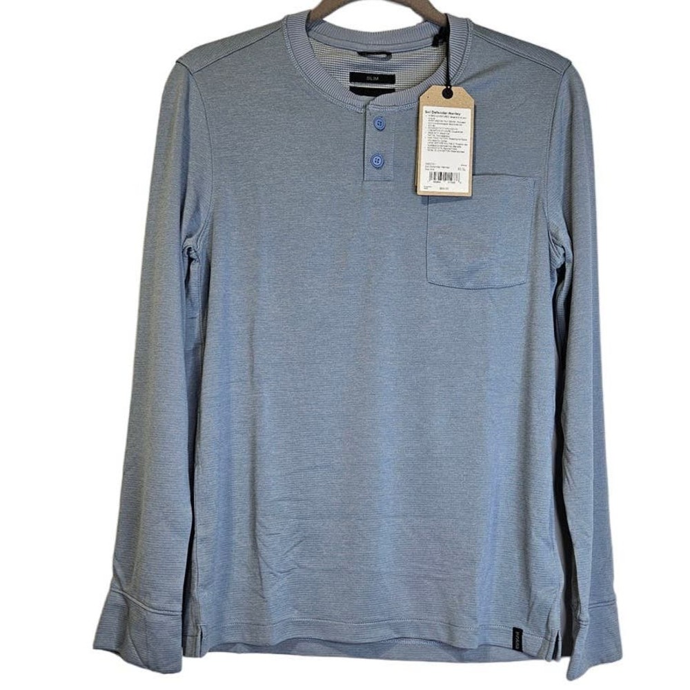 NEW Prana XS Sol Defender Henley Shirt Light Blue Baselayer Hiking Outdoor